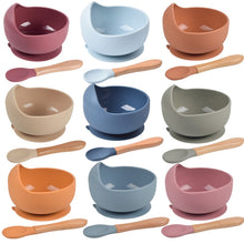 Load image into Gallery viewer, Silicone Suction Bowl and Wooden Spoon