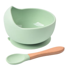 Load image into Gallery viewer, Silicone Suction Bowl and Wooden Spoon