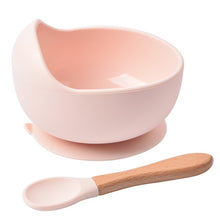 Load image into Gallery viewer, Silicone Suction Bowl and Wooden Spoon