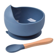 Load image into Gallery viewer, Silicone Suction Bowl and Wooden Spoon