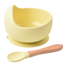 Load image into Gallery viewer, Silicone Suction Bowl and Wooden Spoon