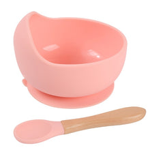 Load image into Gallery viewer, Silicone Suction Bowl and Wooden Spoon