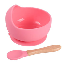 Load image into Gallery viewer, Silicone Suction Bowl and Wooden Spoon