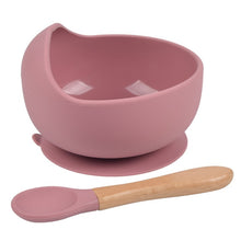 Load image into Gallery viewer, Silicone Suction Bowl and Wooden Spoon