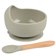 Load image into Gallery viewer, Silicone Suction Bowl and Wooden Spoon