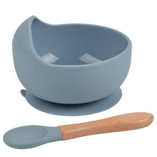 Load image into Gallery viewer, Silicone Suction Bowl and Wooden Spoon