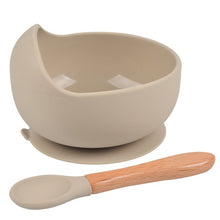 Load image into Gallery viewer, Silicone Suction Bowl and Wooden Spoon