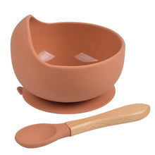 Load image into Gallery viewer, Silicone Suction Bowl and Wooden Spoon